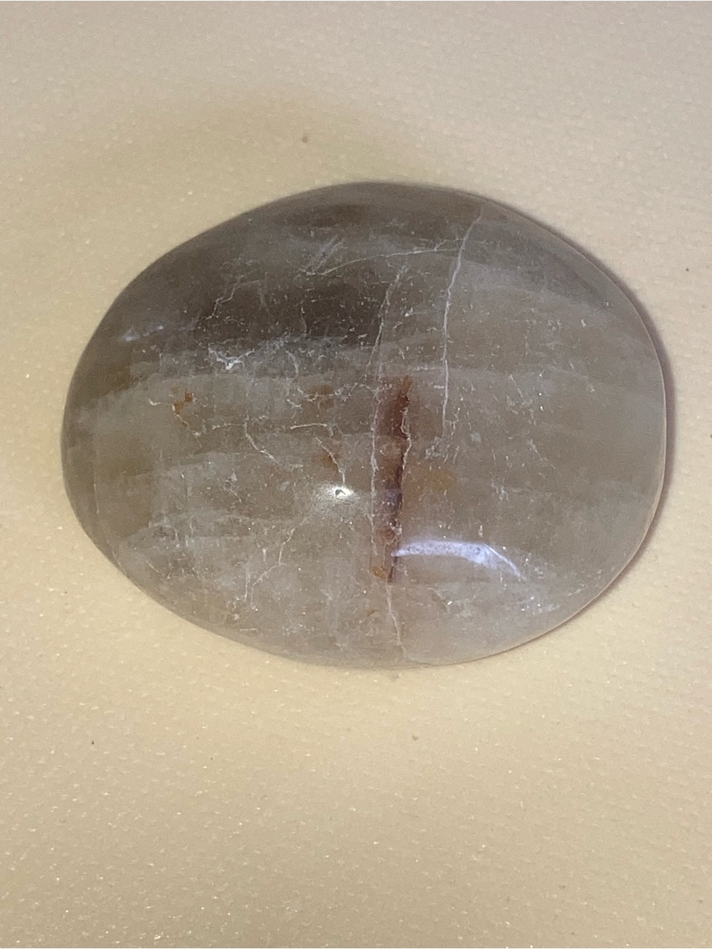 Polished Smoky Quartz Palm Stone - Neutral Gray Home Accent